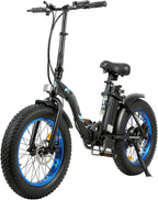 20 In. Powerful 500 W Folding Electric Bicycle Fat Tire Alloy Frame 36 V/12.5 AH Lithium Battery with Rear Motor LED Display