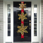 77" LED Pre-Lit Bristle Pine Triple Snowflake Door Hang- Battery Operated