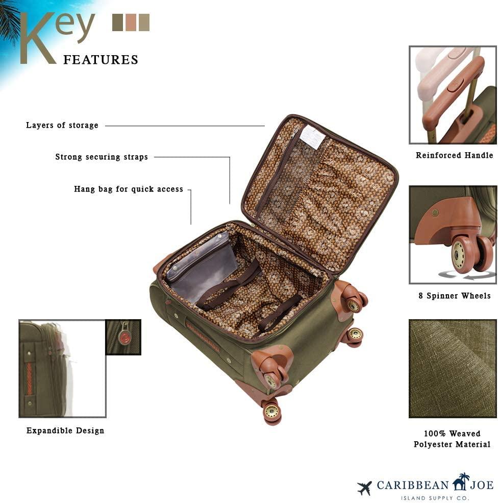 Castaway 4-Piece Spinner Luggage Set (Olive)