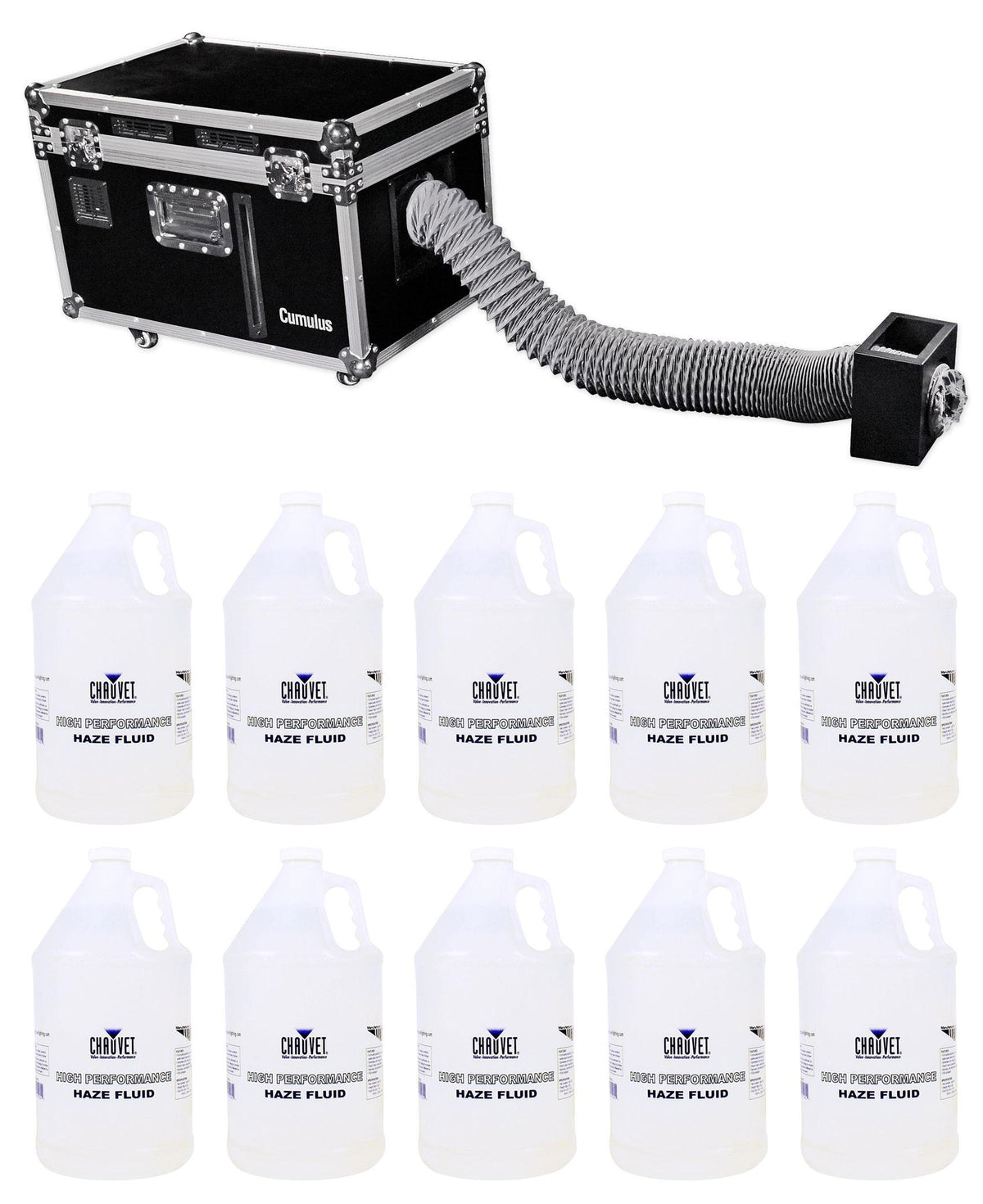 Chauvet DJ CUMULUS Fog Machine Pro DMX Fogger w/ Road Case + (10) Gallons Fluid