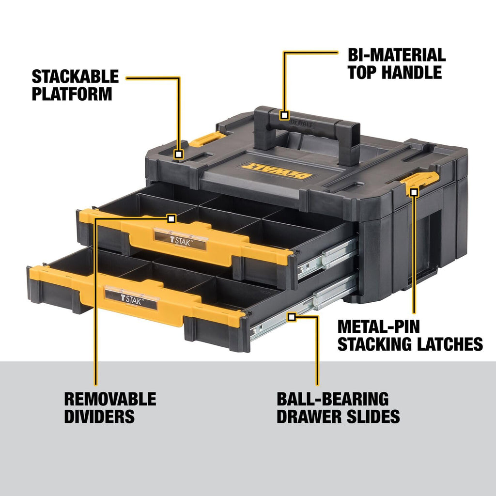 TSTAK Tool StoraOrganizer with Double Drawers, Holds Up to 16.5 lbs. (DWST17804)