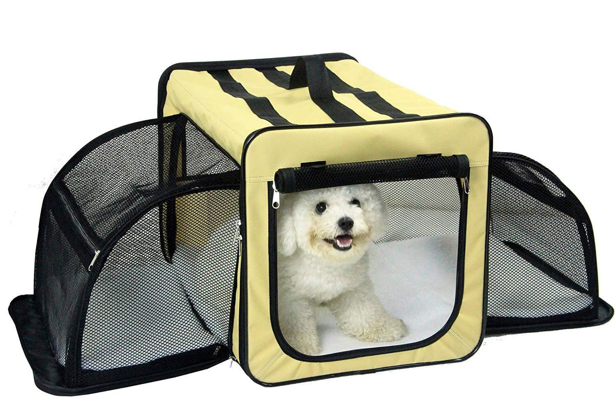 Pet Life Capacious Dual-Expandable Wire Folding Lightweight Collapsible Travel Pet Dog Crate