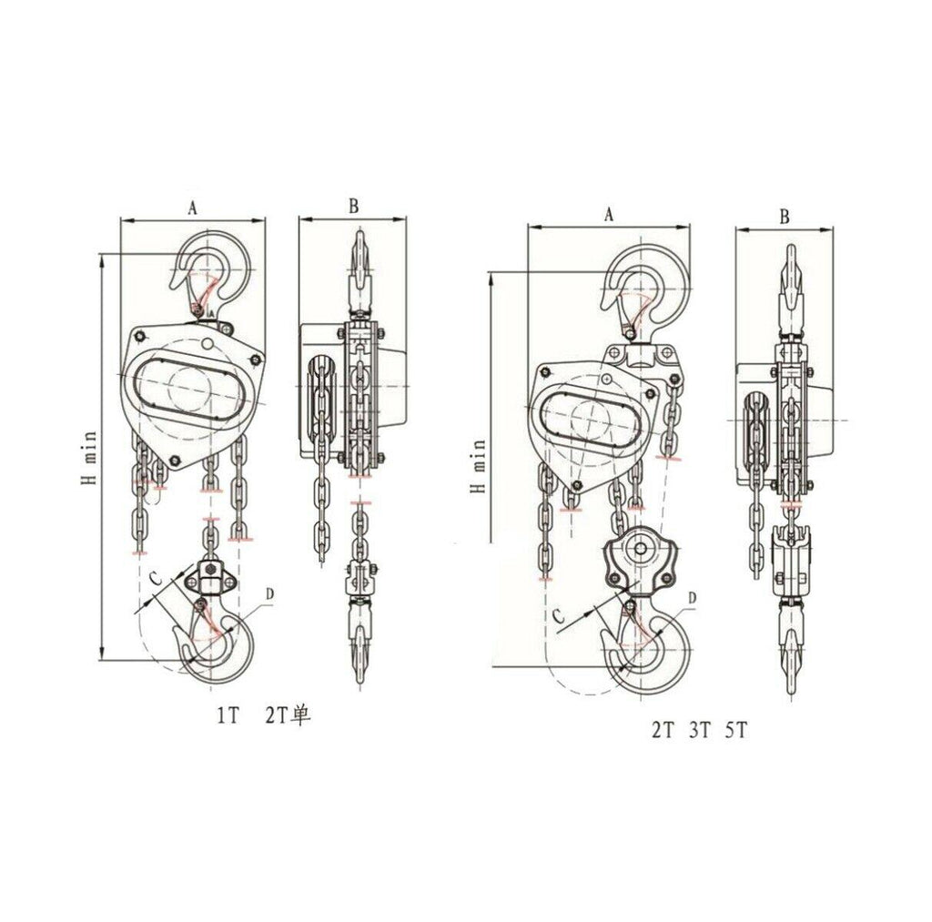 Hoist 3 Ton 3mtr Hand Operated Manual Chain Pulley Puller Block CB030 S2u