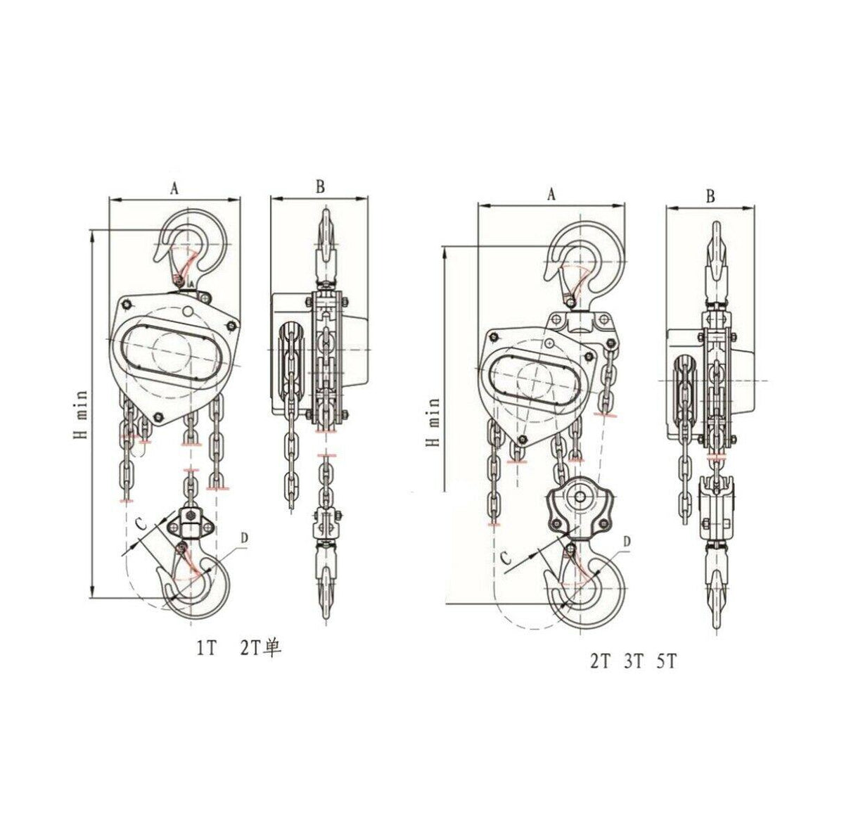 Hoist 3 Ton 3mtr Hand Operated Manual Chain Pulley Puller Block CB030 S2u