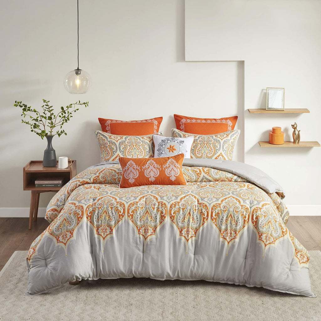 Gracie Mills Madison Nisha Comforter Set, Full/Queen, Oran- MP10-1692