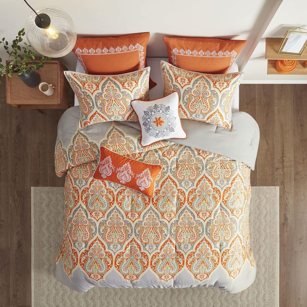 Gracie Mills Madison Nisha Comforter Set, Full/Queen, Oran- MP10-1692