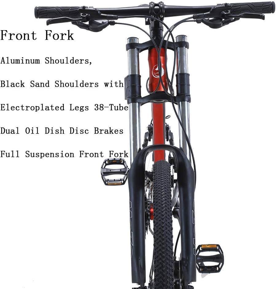 27 Speed Mountain Bike, Aluminum Bicycle with  M370 Brake Set, Full Suspension MTB, Lightweight, Dual Disc Brake, 26 Inches Wheels Outdoor Bike for Adults, Men, Women