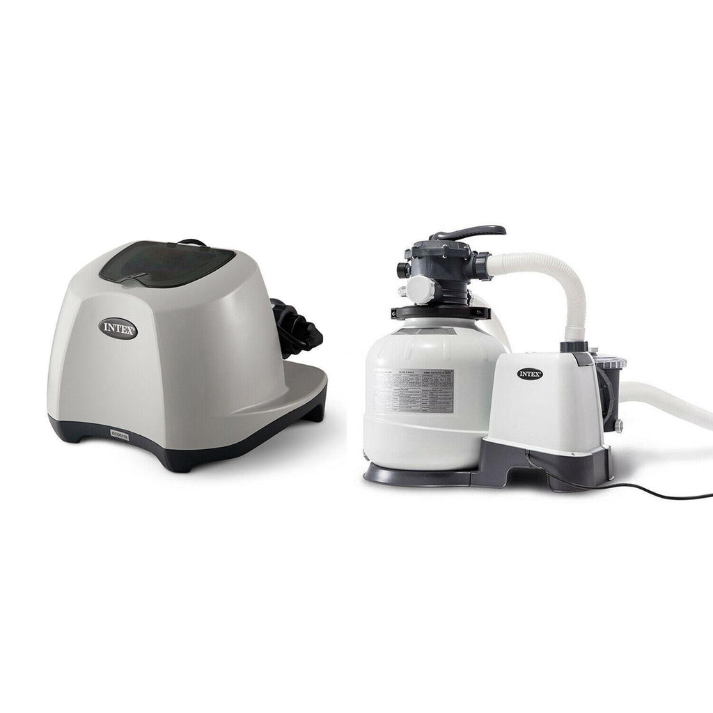 intex saltwater system and sand filter pump set for above ground swimming pool