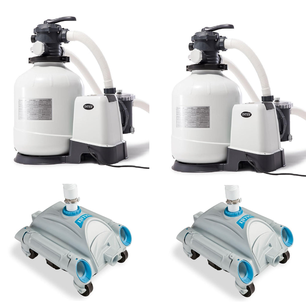 intex 3000 gph above ground pool sand filter pump &amp; intex pool vacuum cleaner