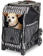 ZUCA ZuZuca Rolling Pet Carrier - Houndstooth Black Insert Bag, Choose Your Frame Color