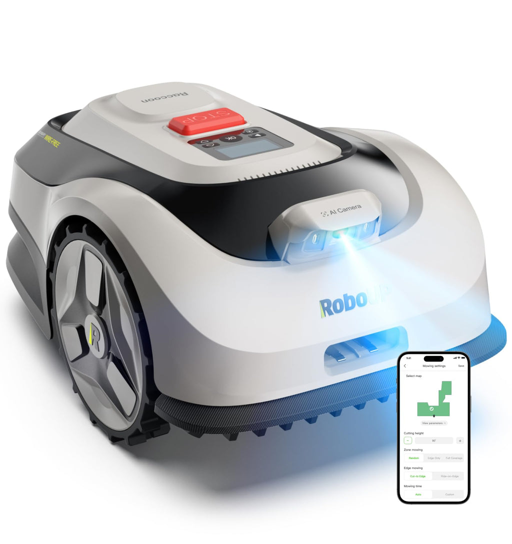 Raccoon 2 SE Robot Lawn Mower, Wire-Robotic Lawn Mower Without RTK for Max. 0.15 Acre Lawn Area, 1.18"–3.15” Cutting Height, with AI Obstacle Avoidance, 5Ah Fast-Charging Battery for Small Lawns