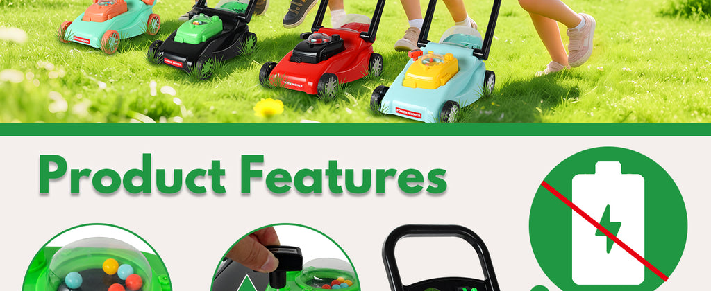 Kids Lawn Mower with Realistic Grass-Cutting Action and Sounds – No Batteries Required | Fun Outdoor Push Toy, Birthday Gift &amp; Holiday Present for 3, 4, 5, 6Year Old Boys and Girls (Black)