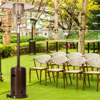 RTR Outdoor Gas Heater,Portable Power Heater,88 Inches Tall Premium Standing Patio Heater,With Auto Shut Off And Simple Ignition System, Wheels And Base Reservoir, Brown