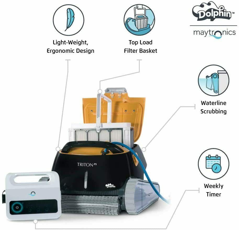 dolphin triton ps robotic pool vacuum cleaner with upgraded ultra-fine filters