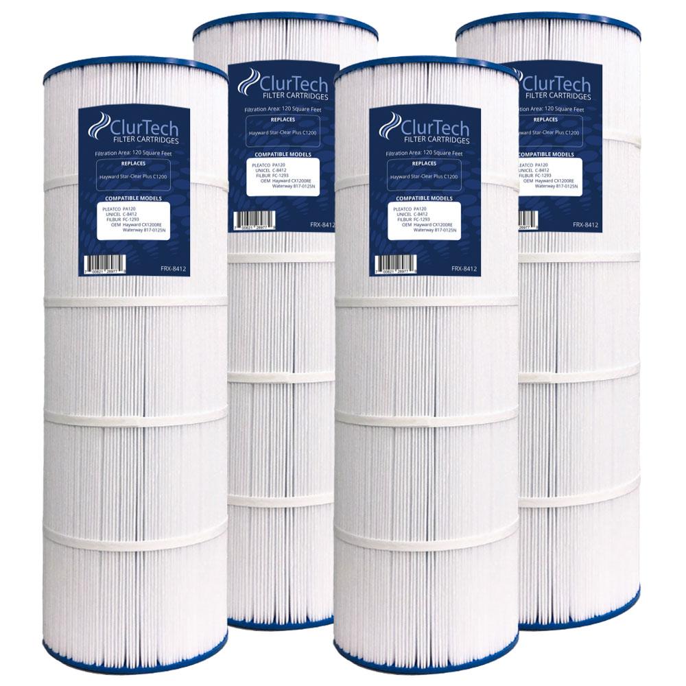 clurtech replacement hayward star-clear plus c1200 pool filter cartridge 4 pack