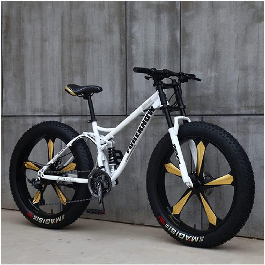 CHICAI High Carbon 26 Inch Mountain Cross Country Steel Beach Snow Fat Bike Super Wide Tire Sports Bike 21-30 Speed Low Speed Racing Student Bike (Size : 24-Speed)