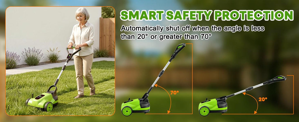 Electric Small Lawn Mower with Auto Shut-Off Sensor, 3 Position Cutting Height, 9.9Lbs Lightweight Cordless Push Mower Battery Powered for Garden/Yard/Farm, Gardening Gifts for Parents, Seniors