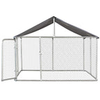 PawHut 7.5'x7.5'x5.6' LarOutdoor Dog Kennel Galvanized Steel Fence with Oxford Cloth Roof and Lock