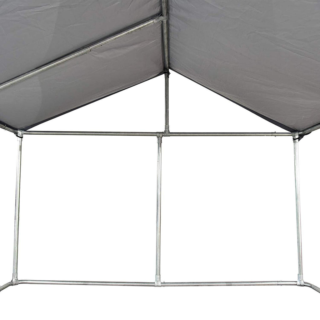 PawHut 7.5'x7.5'x5.6' LarOutdoor Dog Kennel Galvanized Steel Fence with Oxford Cloth Roof and Lock