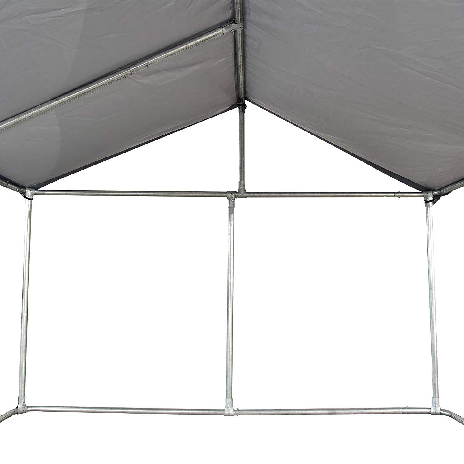 PawHut 7.5'x7.5'x5.6' LarOutdoor Dog Kennel Galvanized Steel Fence with Oxford Cloth Roof and Lock