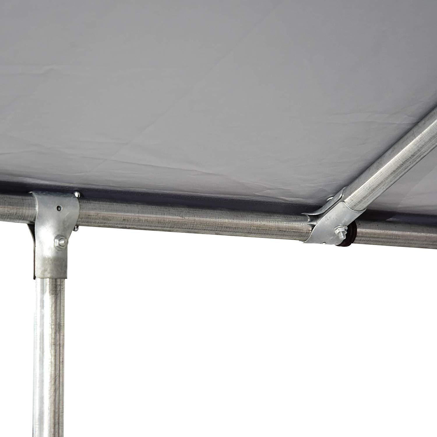 PawHut 7.5'x7.5'x5.6' LarOutdoor Dog Kennel Galvanized Steel Fence with Oxford Cloth Roof and Lock