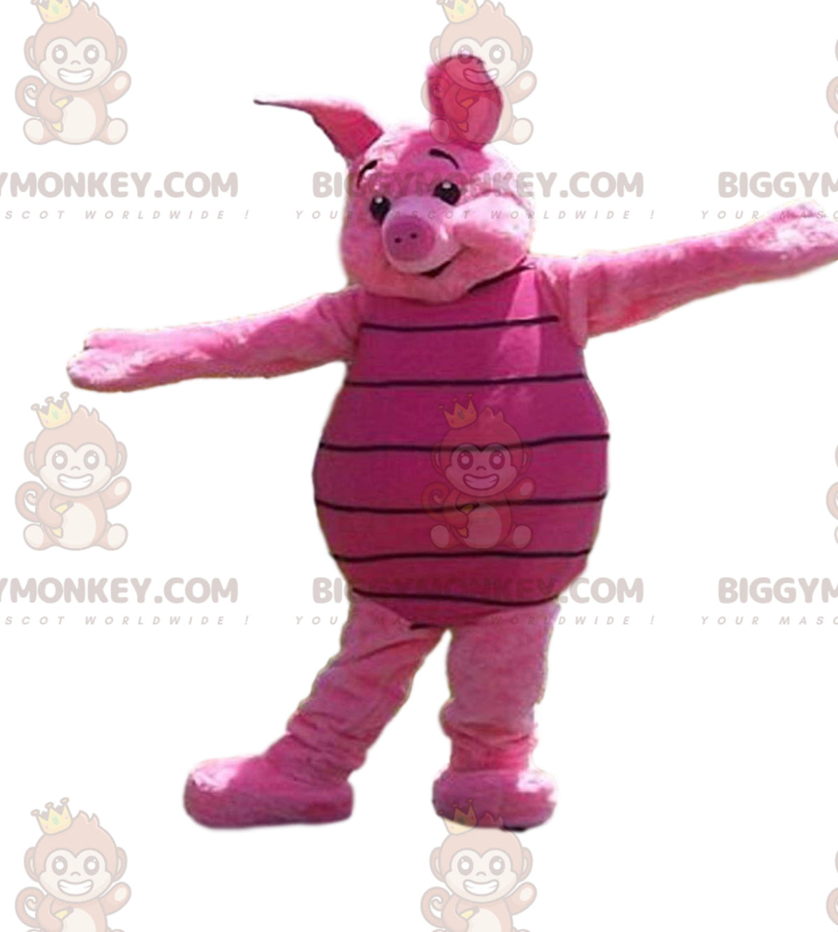 BIGGYMONKEYmascot costume of Piglet, the famous pink pig in Winnie the Pooh