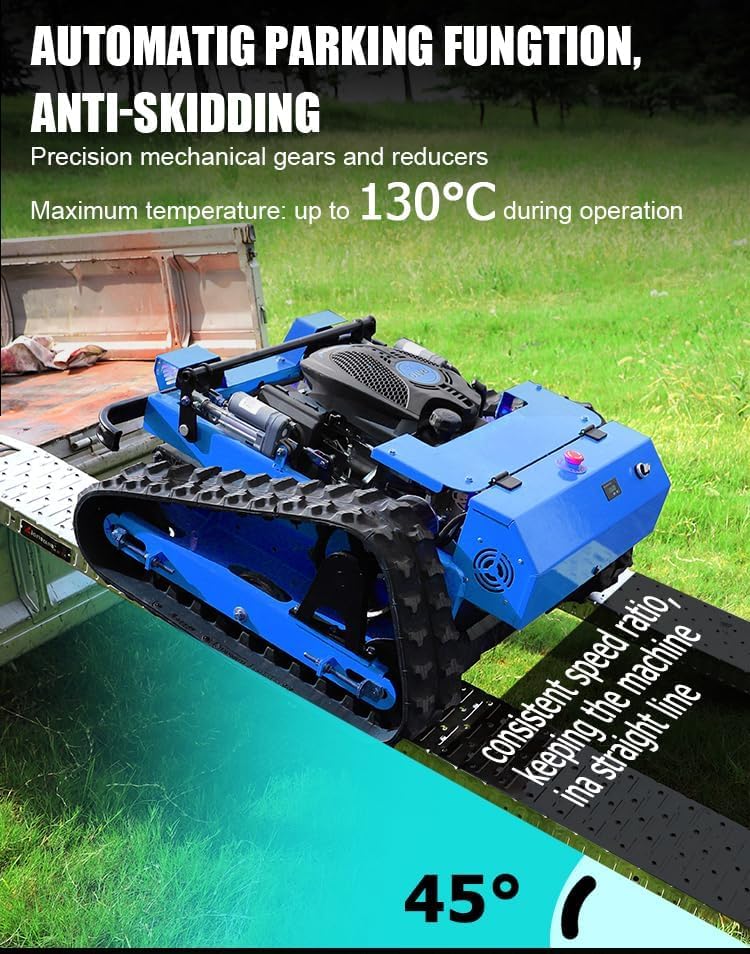 Remote Control Lawn Mower, Crawler Track All-Terrain System, Hybrid Oil-Electric Power for Steep Slopes and LarLawns, Adjustable Cutting Height