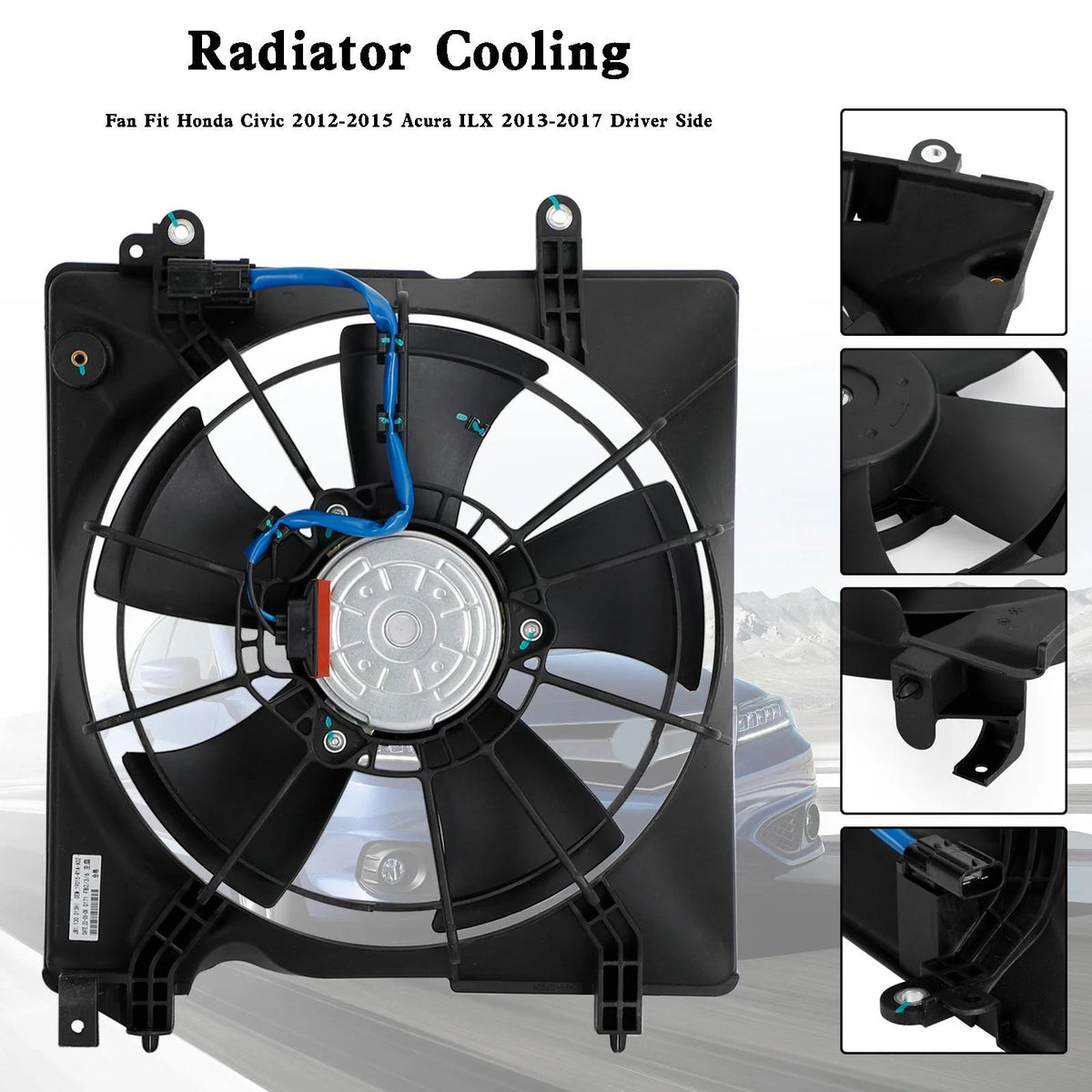 2013-2023 Acura ILX Hybrid 1.5L 2.0L 2.4L Radiator Cooling Fan Driver Side 19030R1AA01PFM TYC601350 HO3115158 19015R1AA01 19020RSAG01 19015-R1A-A01 Generic