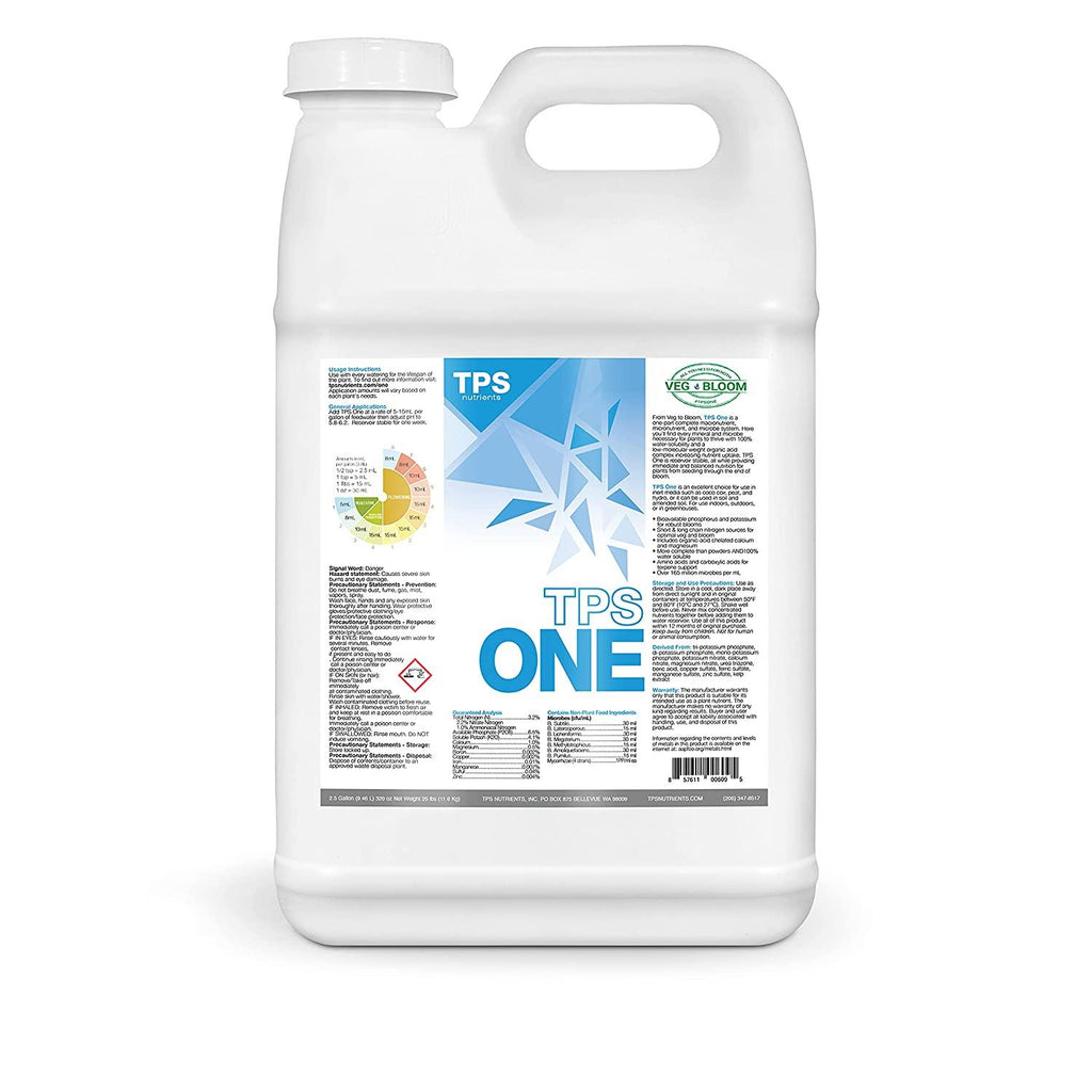 tps-one liquid one part plant nutrient from veg to bloom, for lush growth and dense flowers by tps nutrients, 2.5 gallon (320 oz)