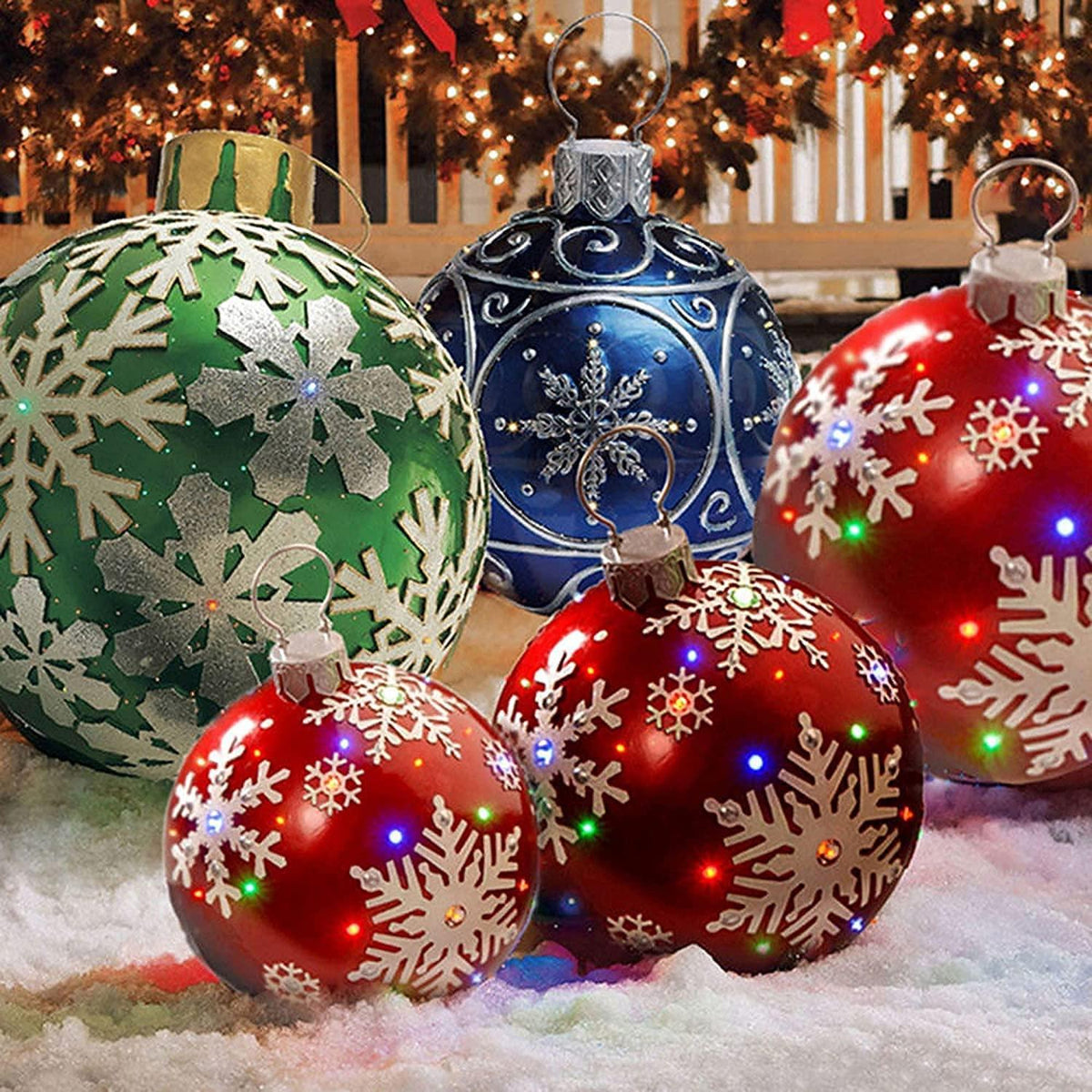 Inflatable Christmas Balls Christmas Ornaments 23.6Inch Outdoor Christmas PVC inflatable Decorated Ball Giant Christmas Inflatable Ball Christmas Tree Decorations Christmas Inflatable Balls (C)