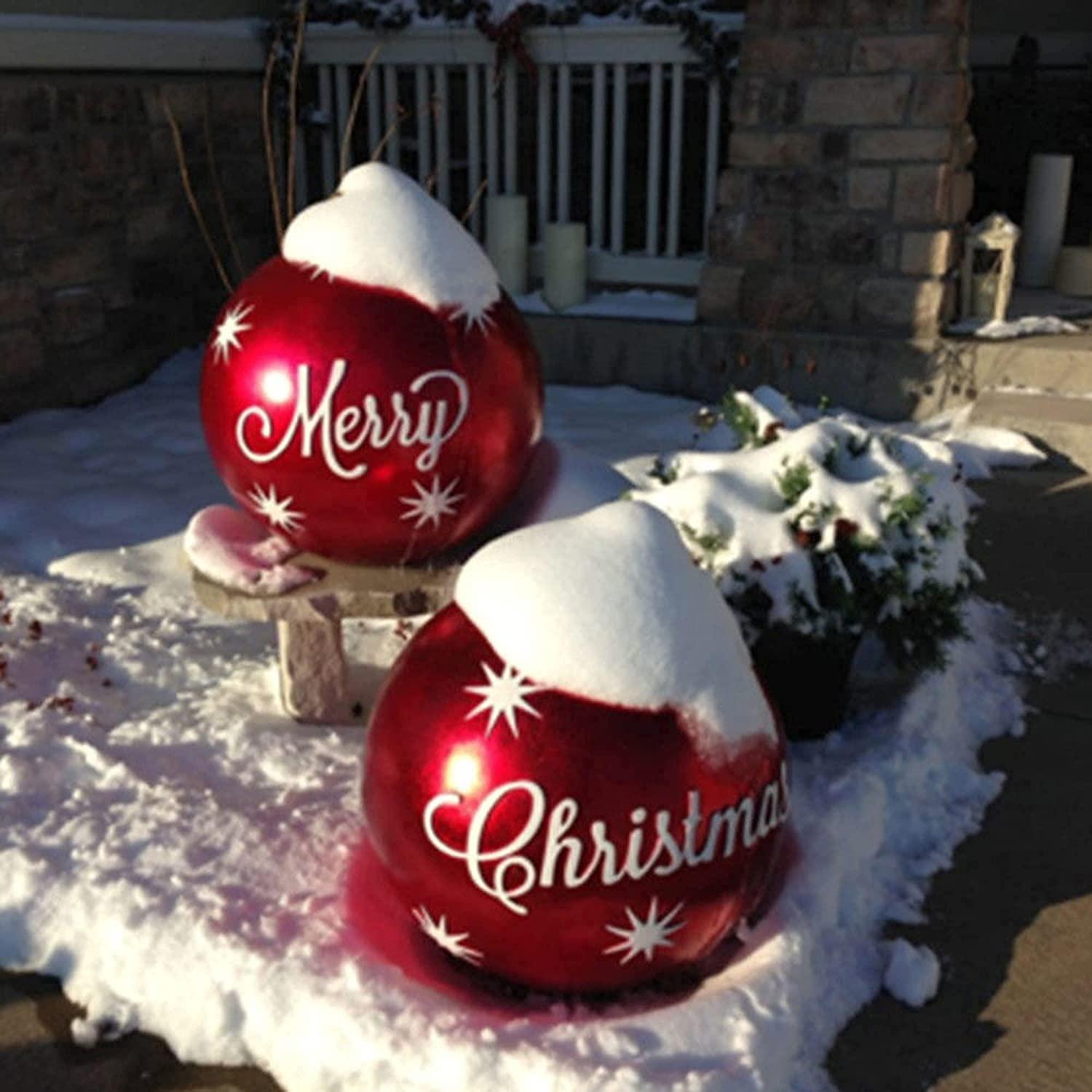 Inflatable Christmas Balls Christmas Ornaments 23.6Inch Outdoor Christmas PVC inflatable Decorated Ball Giant Christmas Inflatable Ball Christmas Tree Decorations Christmas Inflatable Balls (C)