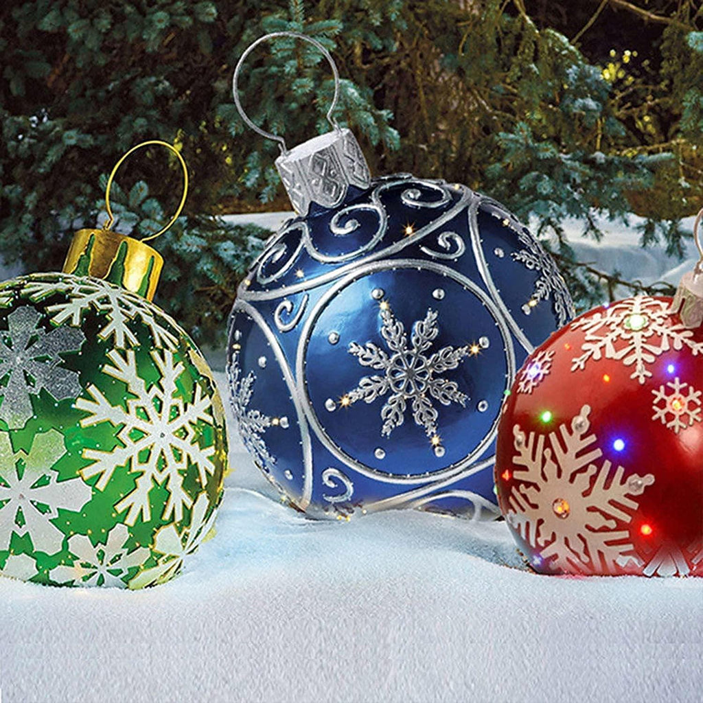 Inflatable Christmas Balls Christmas Ornaments 23.6Inch Outdoor Christmas PVC inflatable Decorated Ball Giant Christmas Inflatable Ball Christmas Tree Decorations Christmas Inflatable Balls (C)