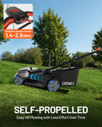 18-inch 40V Self-Propelled Brushless Lawn Mower for Garden Yards, Lightweight Cordless Mower with 6-Position Height Adjustment, 2×5.0Ah Batteries Included