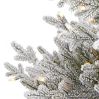 Nearly Natural 4' Green Fraser Fir Flocked Artificial Christmas Tree Prelit 300 Warm White Lights