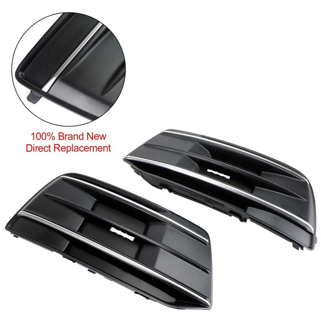 2018-2023 Audi Q5 Standard Version 2PCS Black/Chrome Front Bumper Cover Grille Bezel Insert Generic