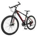 Mooncool Mountain Bike Adult MTB Bike Black with Red, Disc Brakes Mountain Bicycle, 21 Speeds Aluminum Frame 26 Inches Wheels Outroad Bike for Mens Womens