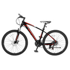Mooncool Mountain Bike Adult MTB Bike Black with Red, Disc Brakes Mountain Bicycle, 21 Speeds Aluminum Frame 26 Inches Wheels Outroad Bike for Mens Womens