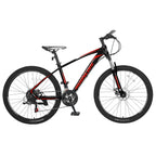 Mooncool Mountain Bike Adult MTB Bike Black with Red, Disc Brakes Mountain Bicycle, 21 Speeds Aluminum Frame 26 Inches Wheels Outroad Bike for Mens Womens