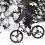 Max4out Mountain Bike 21 Speed with High Carbon Steel Frame, 26 inch Wheels, Double Disc Brake, Front Suspension Anti-Slip Bikes Red/Orange
