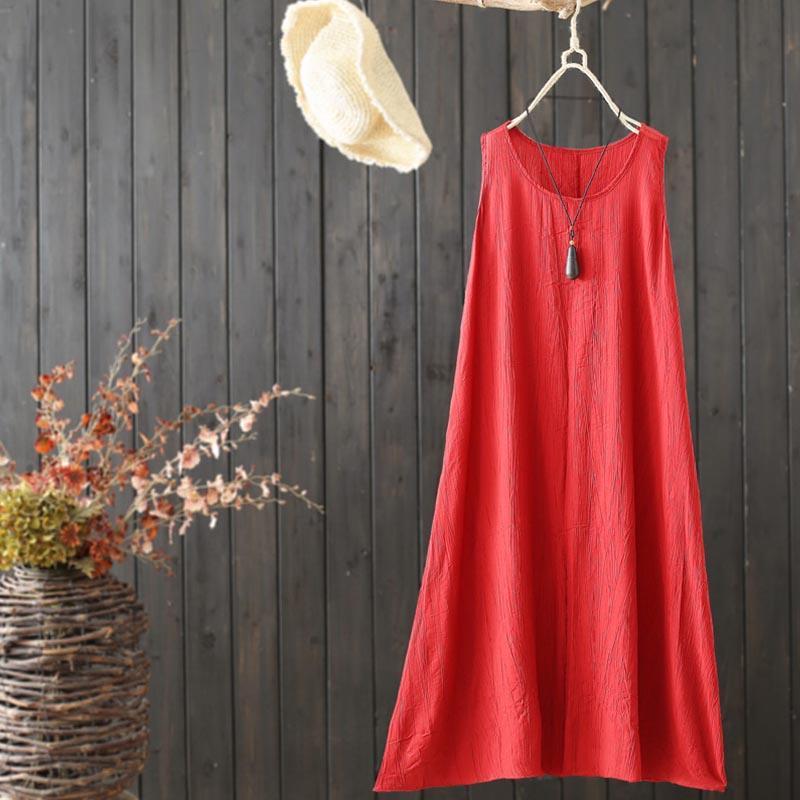 summer mid-length sleeveless cotton nightgown dress