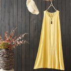 summer mid-length sleeveless cotton nightgown dress