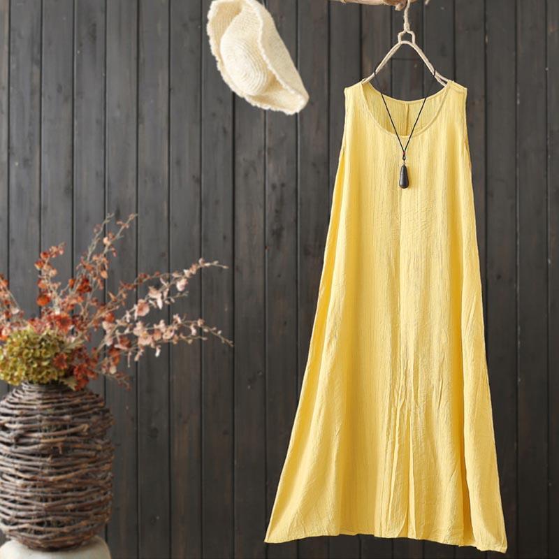 summer mid-length sleeveless cotton nightgown dress