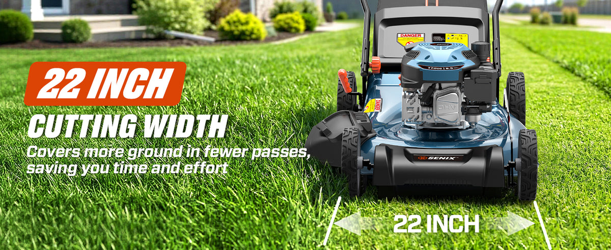 Gas Lawn Mower, 22" Self Propelled Gas Powered Lawnmower with 170cc OHV 4-Cycle Engine, 3-in-1 Walk-Behind Push Lawn Mower, 6-Position Height Adjustment
