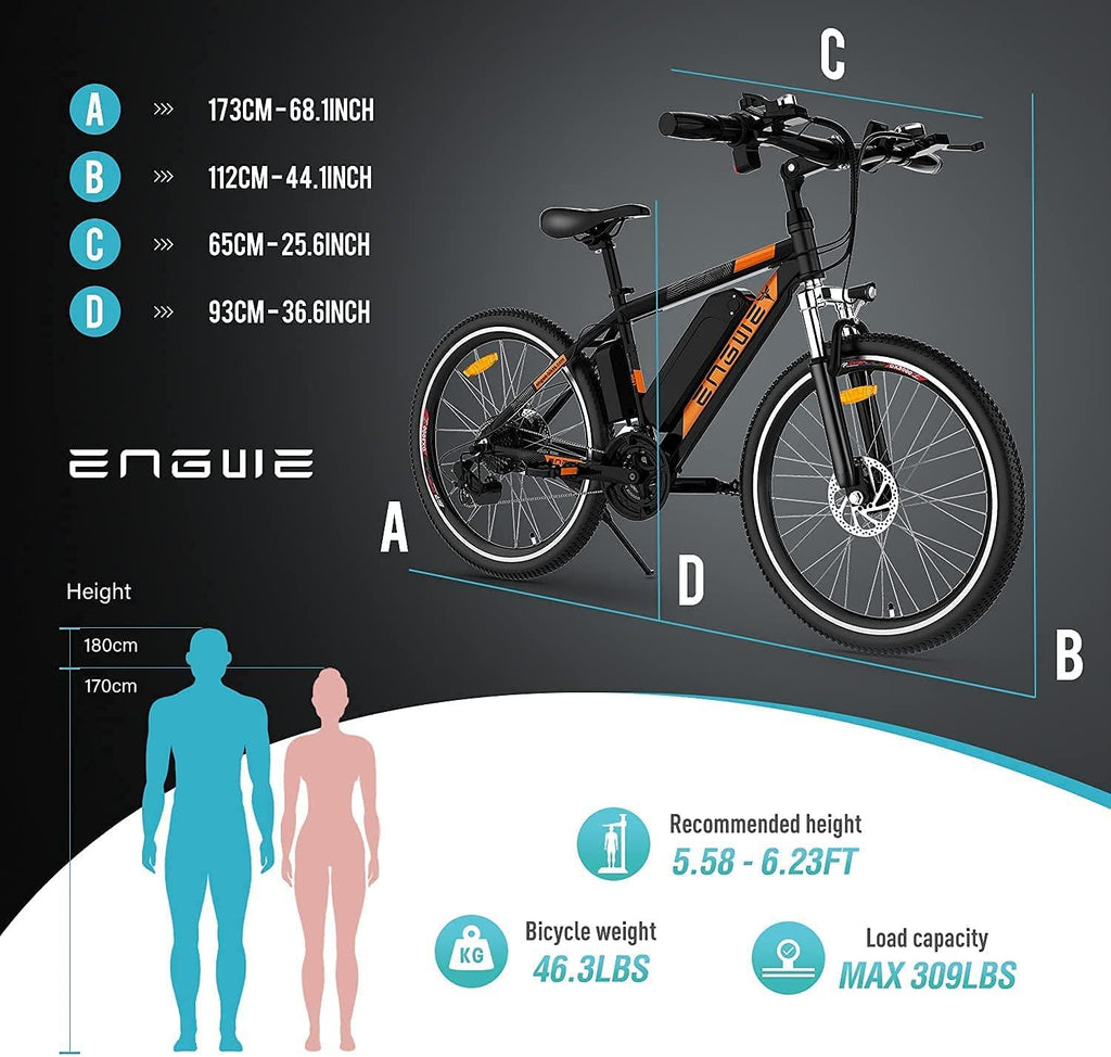 ENGWE Electric Bike Adult Electric Mountain Bike 250W E-Bike 26'' Electric Bicycle with Removable 36V 8Ah Battery, Professional 21 Speed Gear Electric Bicycle