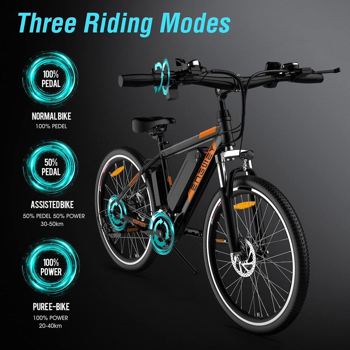 ENGWE Electric Bike Adult Electric Mountain Bike 250W E-Bike 26'' Electric Bicycle with Removable 36V 8Ah Battery, Professional 21 Speed Gear Electric Bicycle