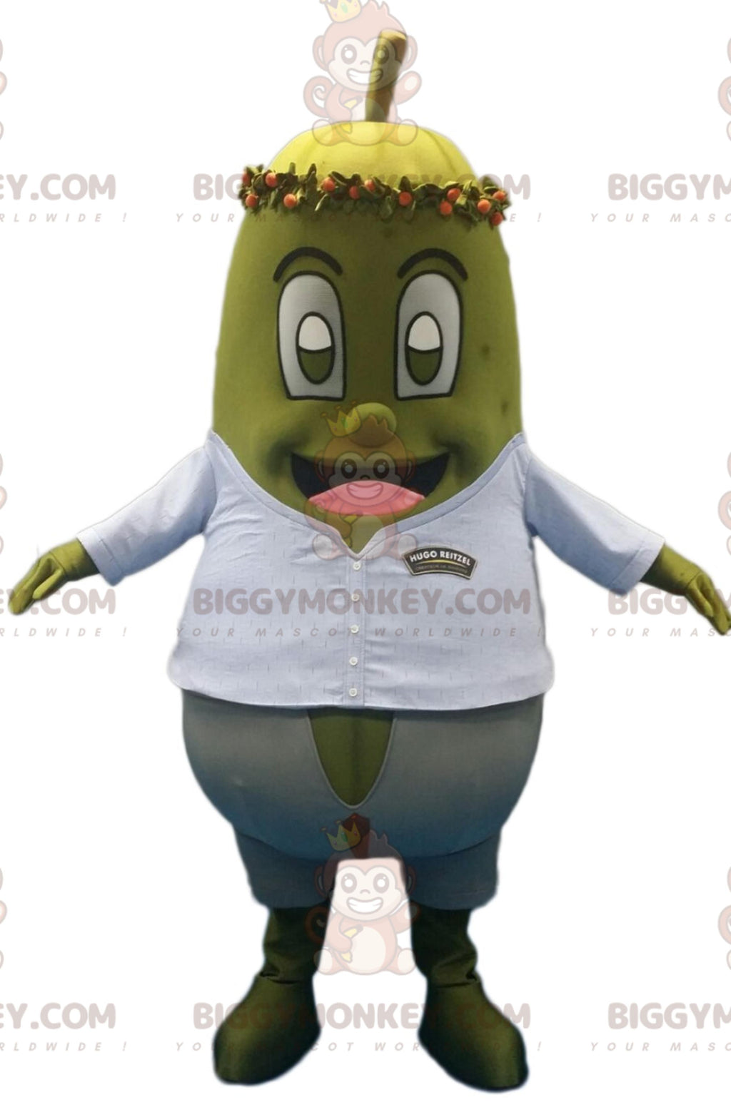 BIGGYMONKEYHugo Reitzel mascot costume. Pickle BIGGYMONKEYMascot Costume with Shirt