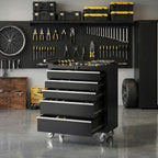 Rolling Tool Chest with Wheels, 5 Drawer Tool StoraCabinet, Portable Toolbox Organizer with Lock, Heavy Duty Tool Chest Cart for Garage, Mechanic, Workshop, Shop, Mobile Tool Organizer, Black