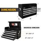 26-Inch 4-Drawer Portable Tool Chest, Metal StoraOrganizer Box, Black - Work Toolbox for Home Garaand Workshop with LocLid and Ball Bearing Slides