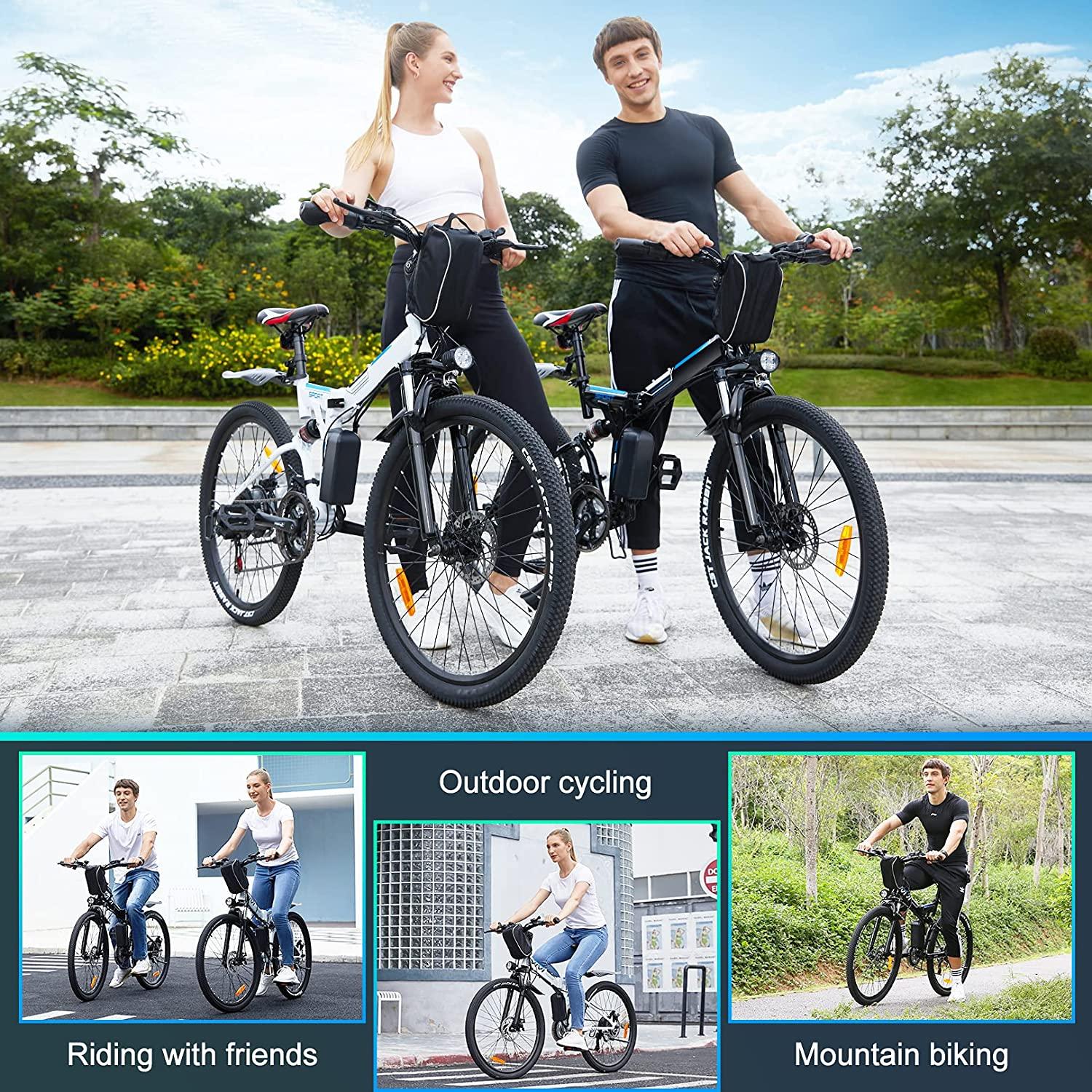 VIVI 350W Folding Electric Bike Electric Mountain Bicycle 26" Lightweight Ebike, Max 50Miles Electric Bike for Adults with Removable 8Ah Lithium Battery,Professional 21 Speeds
