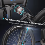 VIVI 350W Folding Electric Bike Electric Mountain Bicycle 26" Lightweight Ebike, Max 50Miles Electric Bike for Adults with Removable 8Ah Lithium Battery,Professional 21 Speeds